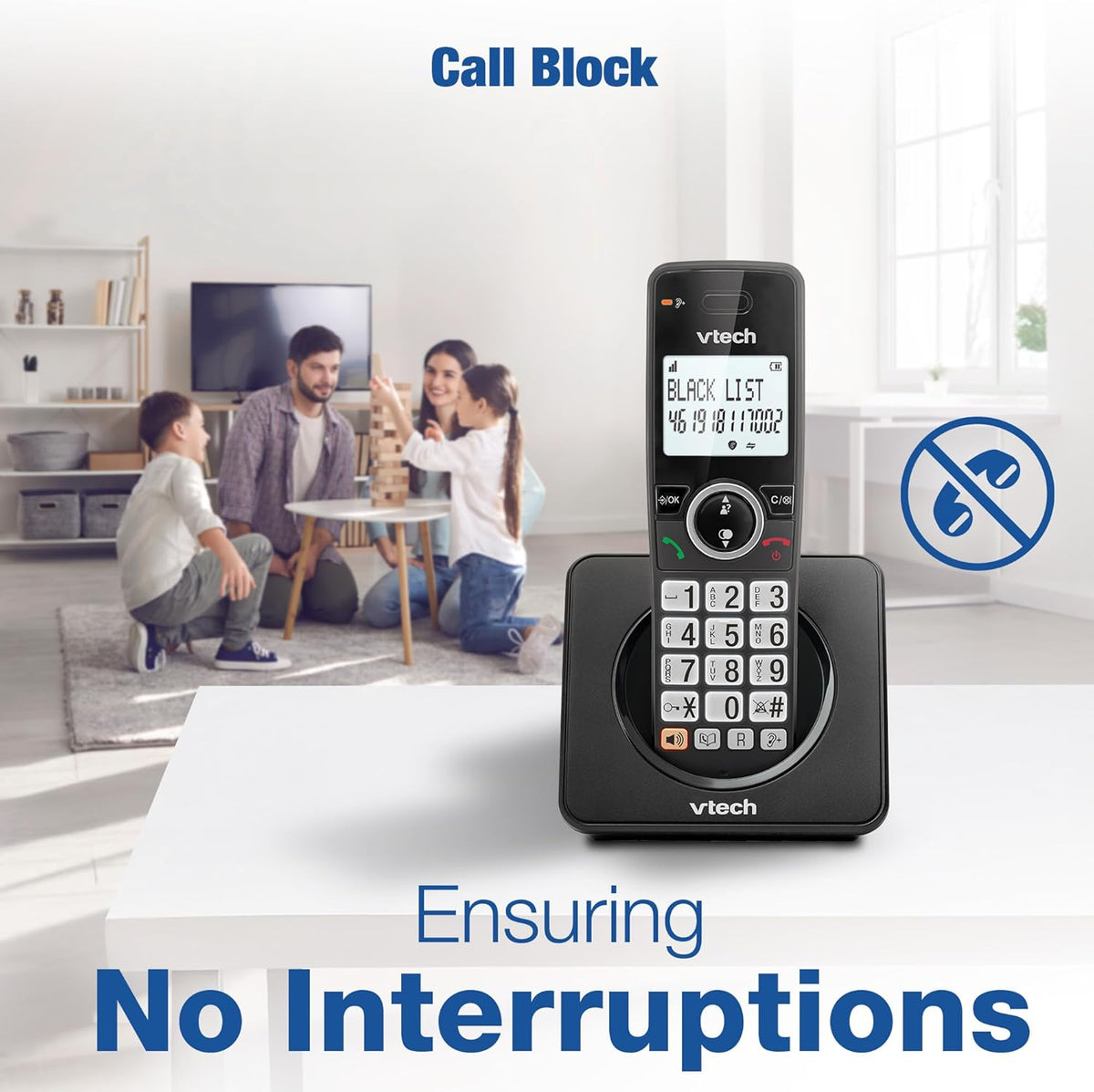 VTech EA5001 DECT Cordless Phone with Nuisance Call Blocker,Easy-to-Read Backlit Display,Landline Phone with 18 Hours Talk-time,Volume Booster,Handsfree Speakerphone,Speed Dial,2-Handset