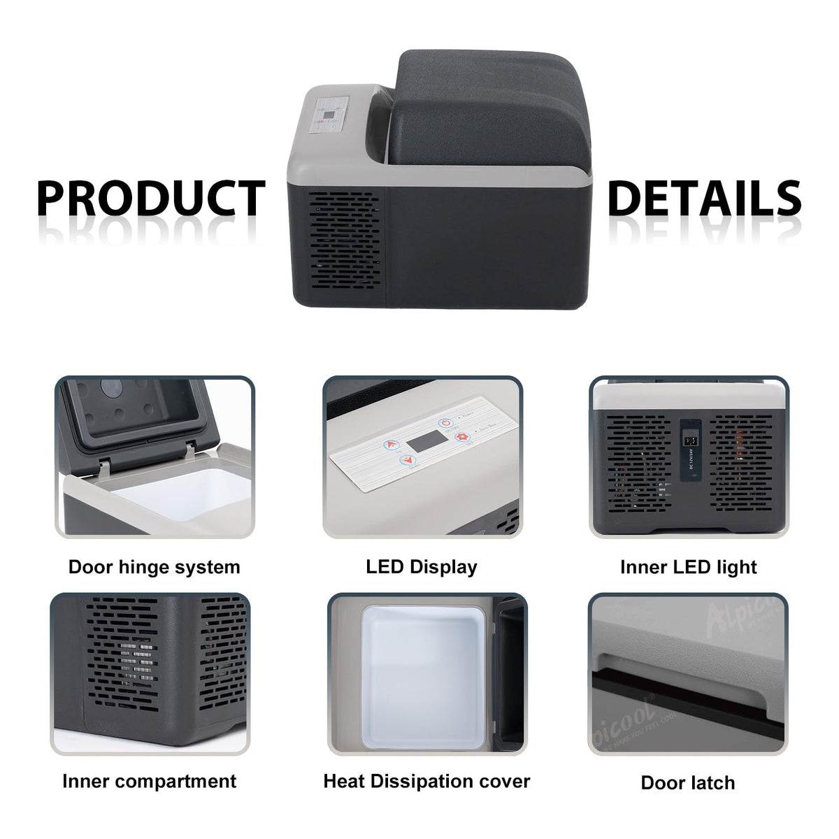Alpicool 20L Car Fridge Freezer Portable Compressor Refrigerator, 12/24V DC & 230V AC Camping fridge -20℃~20℃ with APP Control, Energy Saving cooler for Caravan, Camping, Home, RV