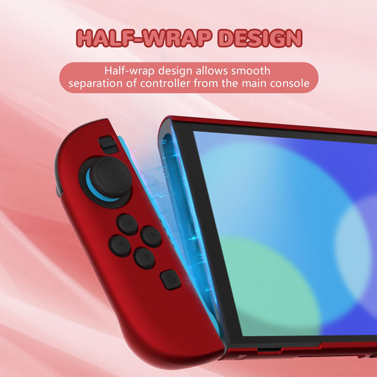 PlayVital Solid Color Series Protective Case for Nintendo Switch 2, Anti-Scratches Hard Shell Dockable Grip Cover with Extra Foldable Stand & Thumb Grips for Nintendo Switch 2 - Cherry Blossoms Pink