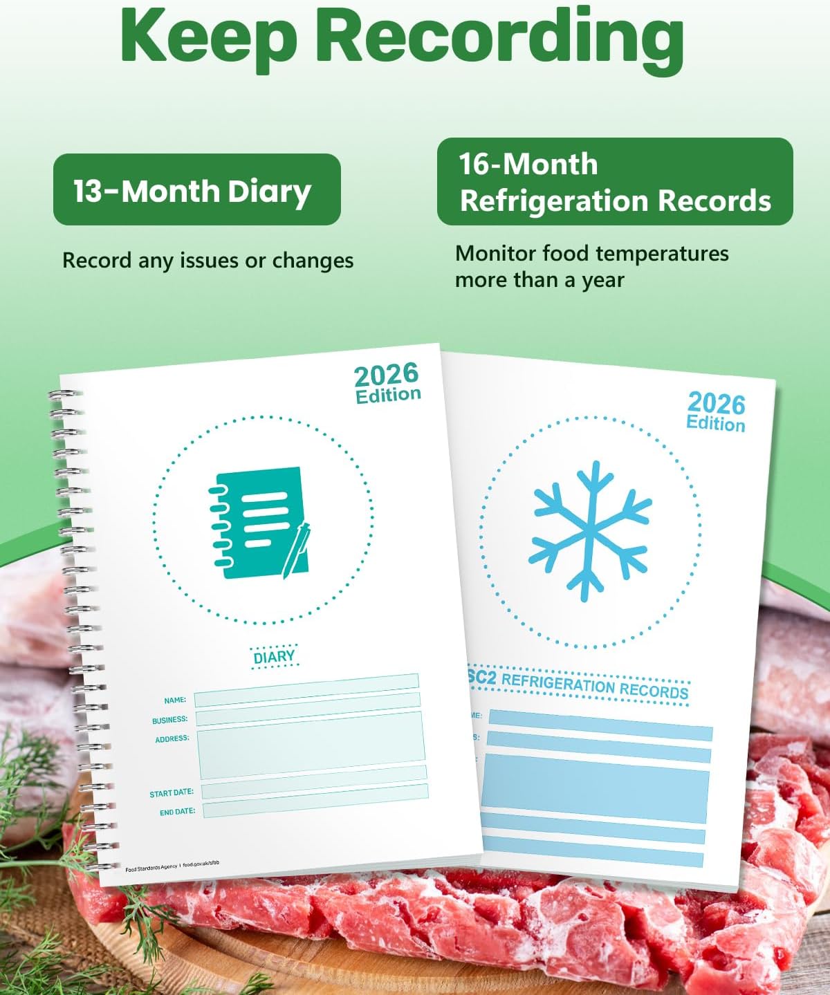 2026 Safer Food Better Business Complete Kit, SFBB Caterers Pack, 13M Diary & SC2 Temp Logs, HACCP/EHO Inspection Approved with Stickers & Hygiene Signs