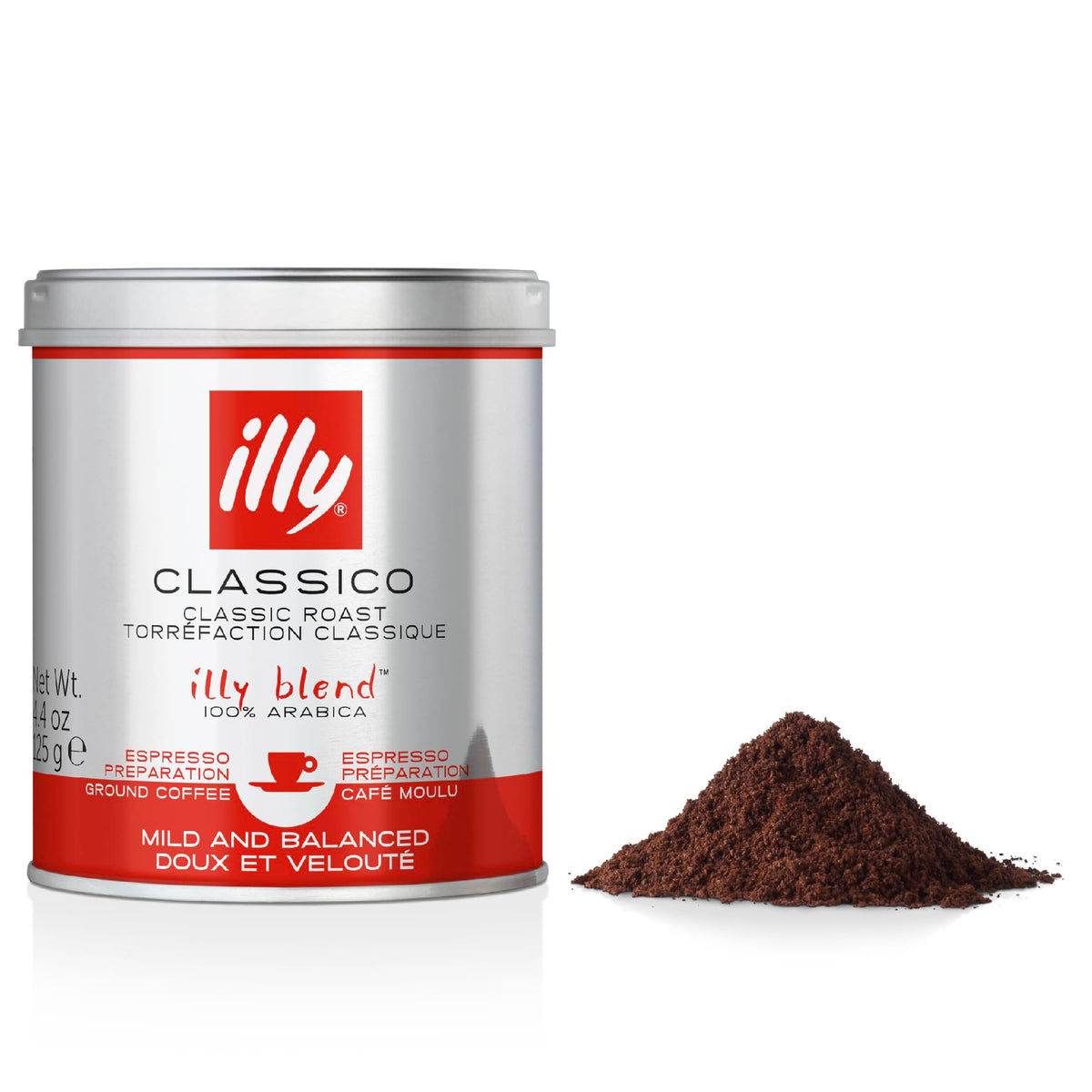 illy Classico Ground Coffee for Espresso, Moka Pot, Cafetiere 250g