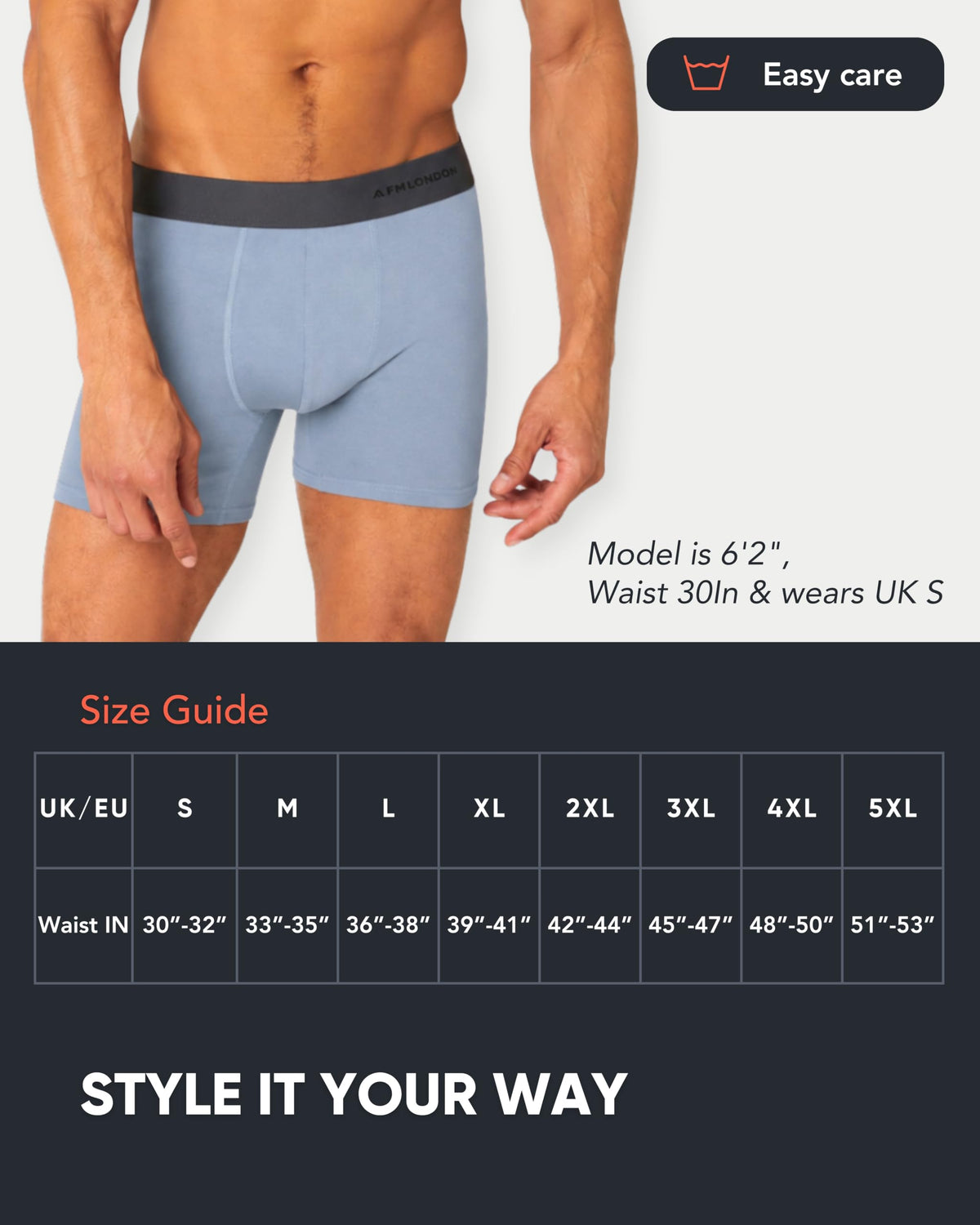 FM London 7-Pack Mens Boxers, Cotton Rich, Soft & Stretchy Mens Underwear