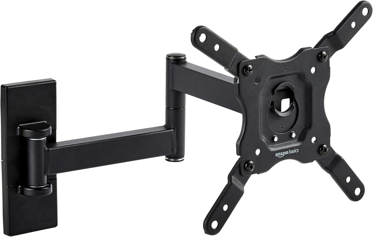 Amazon Basics TV Wall Mount, Full Motion Swivelling Tilting TV Bracket for 12-40 Inch Flat and Curved TV or Monitor up to 36 kg, Max VESA 200x200 mm, Black