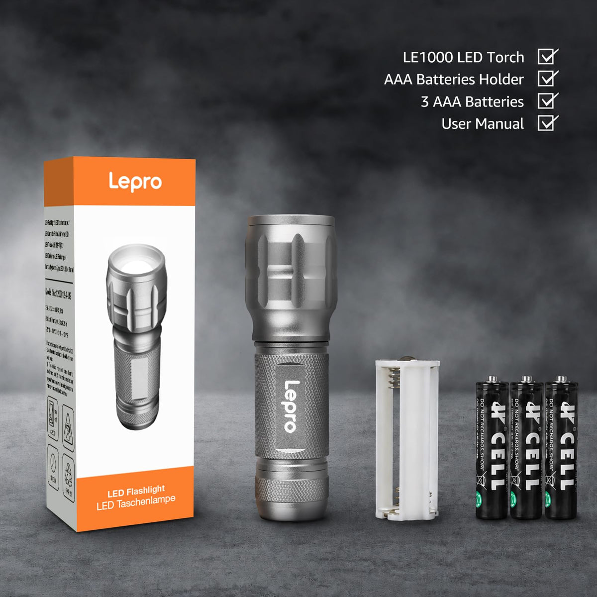 Lepro LE LED Torch Battery Powered, Camping Flashlight, Adjustable Focus