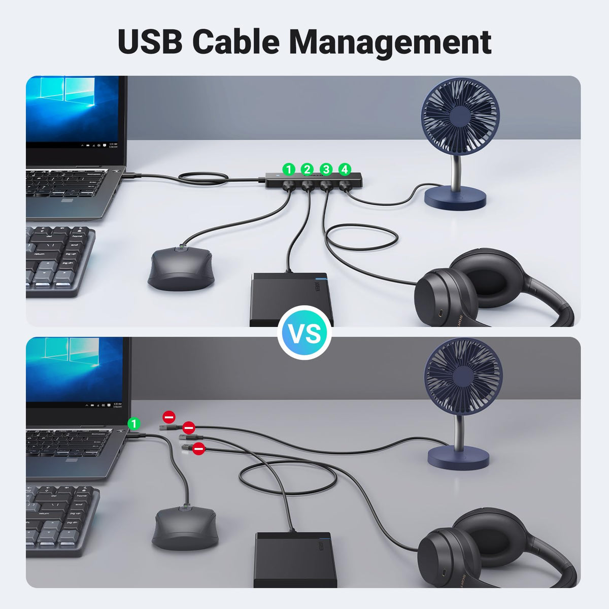 UGREEN USB Hub 3.0, USB Splitter 4 Port Ultra Slim with 5Gbps Data Transfer