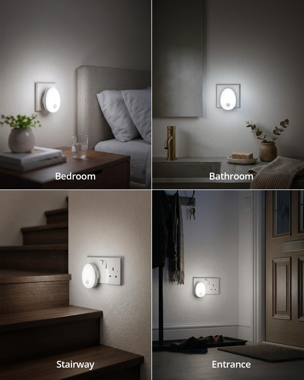 Lyridz Night Light Plug in Wall (2 Pack), LED Motion Sensor Lights Indoor