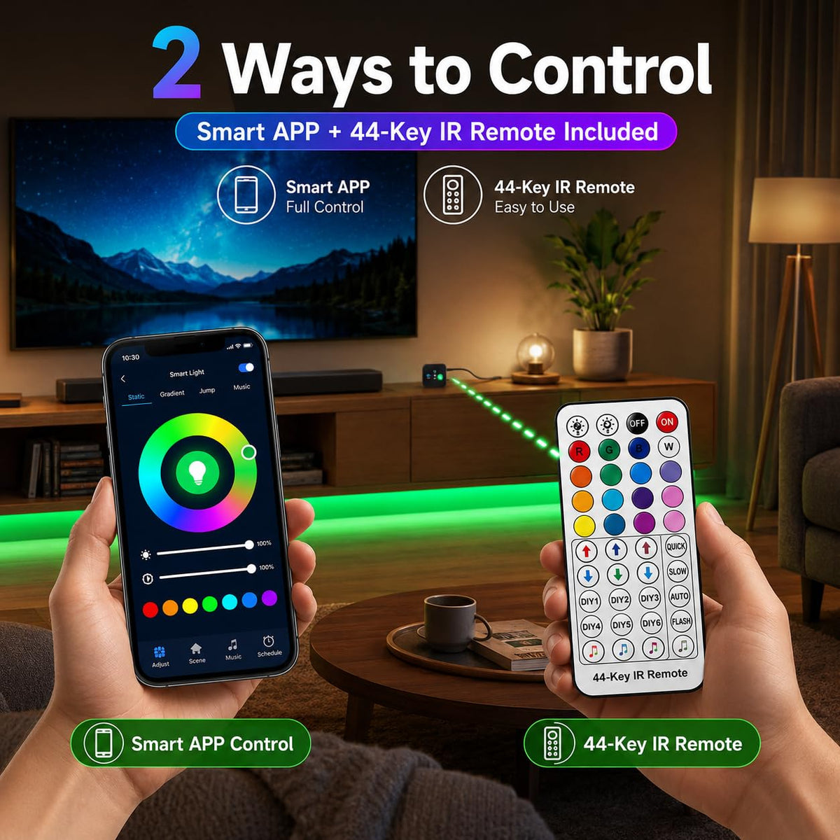 20M RGB LED Strip Lights for Bedroom, Music Sync Colour Changing LED Tape with Bluetooth App & Remote, 16M Colours, Dimmable, Timing Mode, Self-Adhesive for Home Party Kitchen Christmas Decor