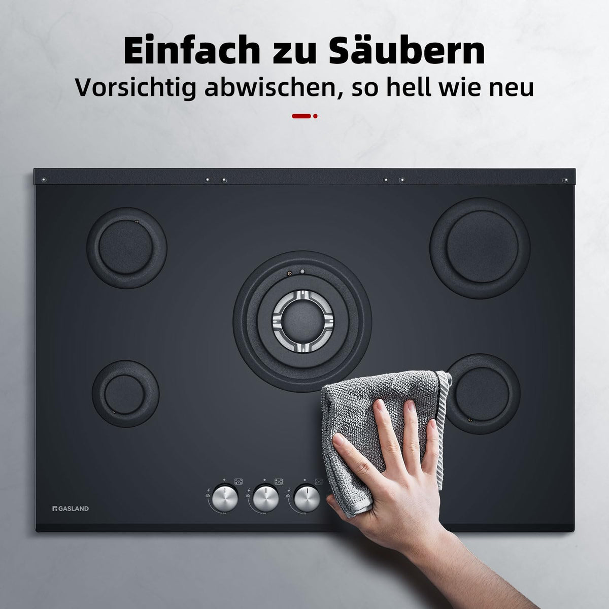 GASLAND GH60SF 60cm Built-in Gas Hob, 4 Burners Stainless Steel Gas Cooktop with Flame Failure Protection, NG/LPG Convertible, 8000W
