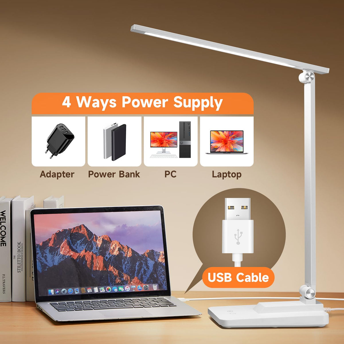 One Fire Rechargeable lamp, Portable Light, Reading Light,Long Battery Life