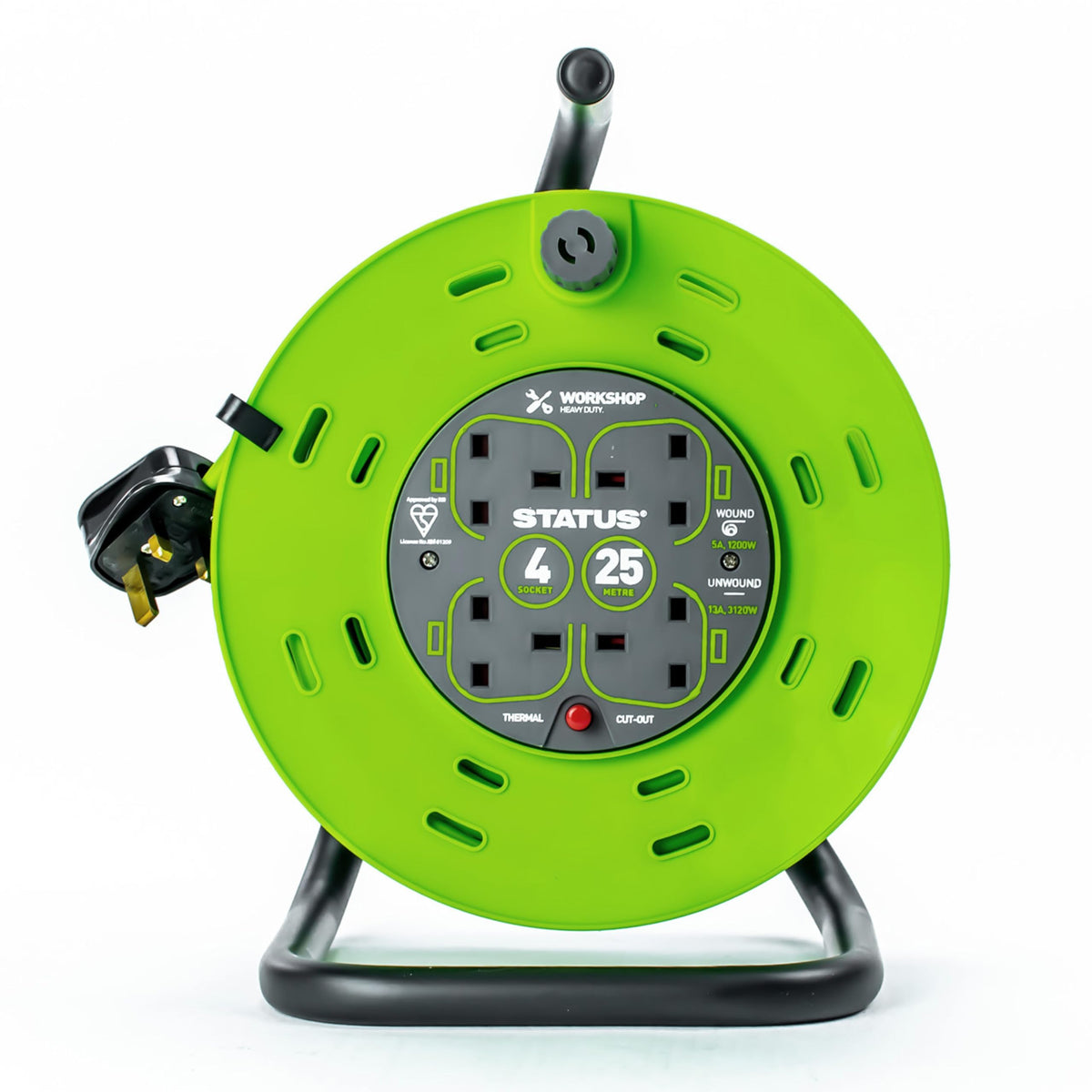 IONOS 2 Socket Cable Reel, 10m Outdoor Garden Extension Lead, DIY