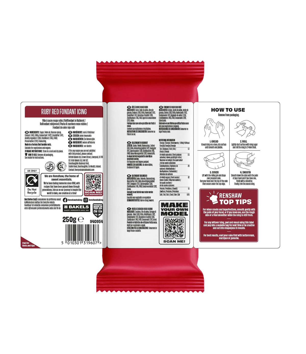 Renshaw White Ready to Roll Fondant Icing, 500 g (Pack of 1)