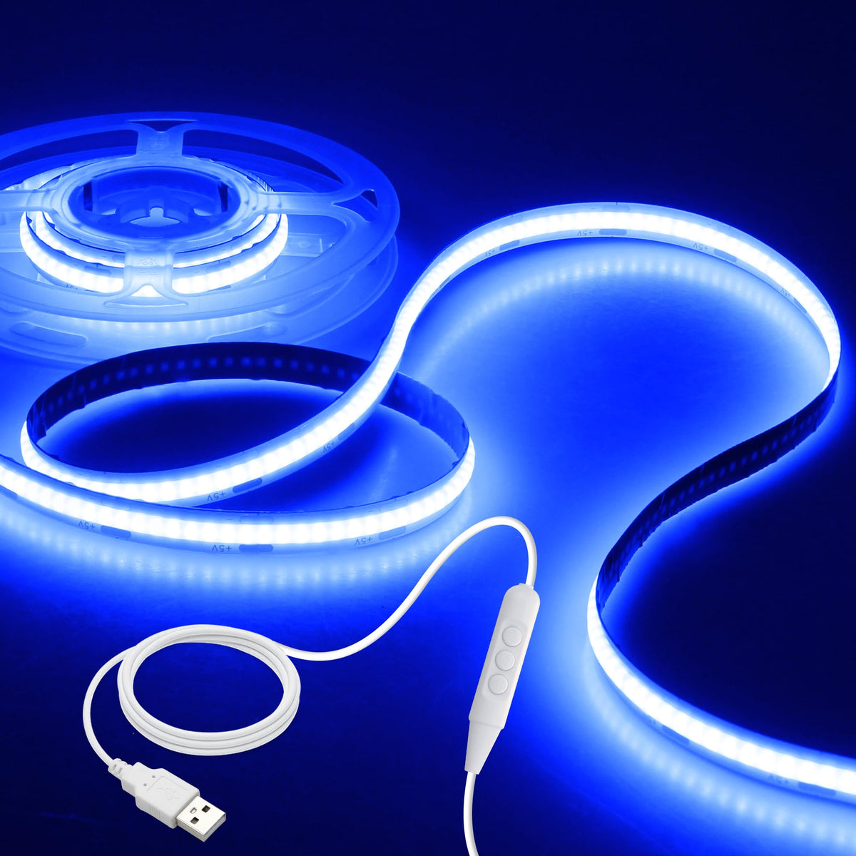 Aclorol 3M COB LED Strip Light Warm White 3000K 5V USB Flexible LED Light Strip 8mm Width Dimmable CRI85+ Dotless Tape Light High Density 320LEDs/M for Bedroom Kitchen Under Cabinet Home Decor