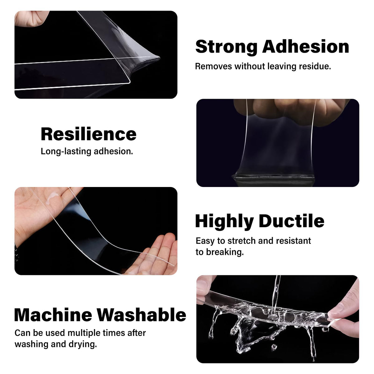 Double Sided Tape Heavy Duty Waterproof,Removable Reusable Multipurpose Clear Adhesive Extra Strong for Carpet Mats/Photos Frames/Craft Wall Mounting (3m*2cm*1mm)