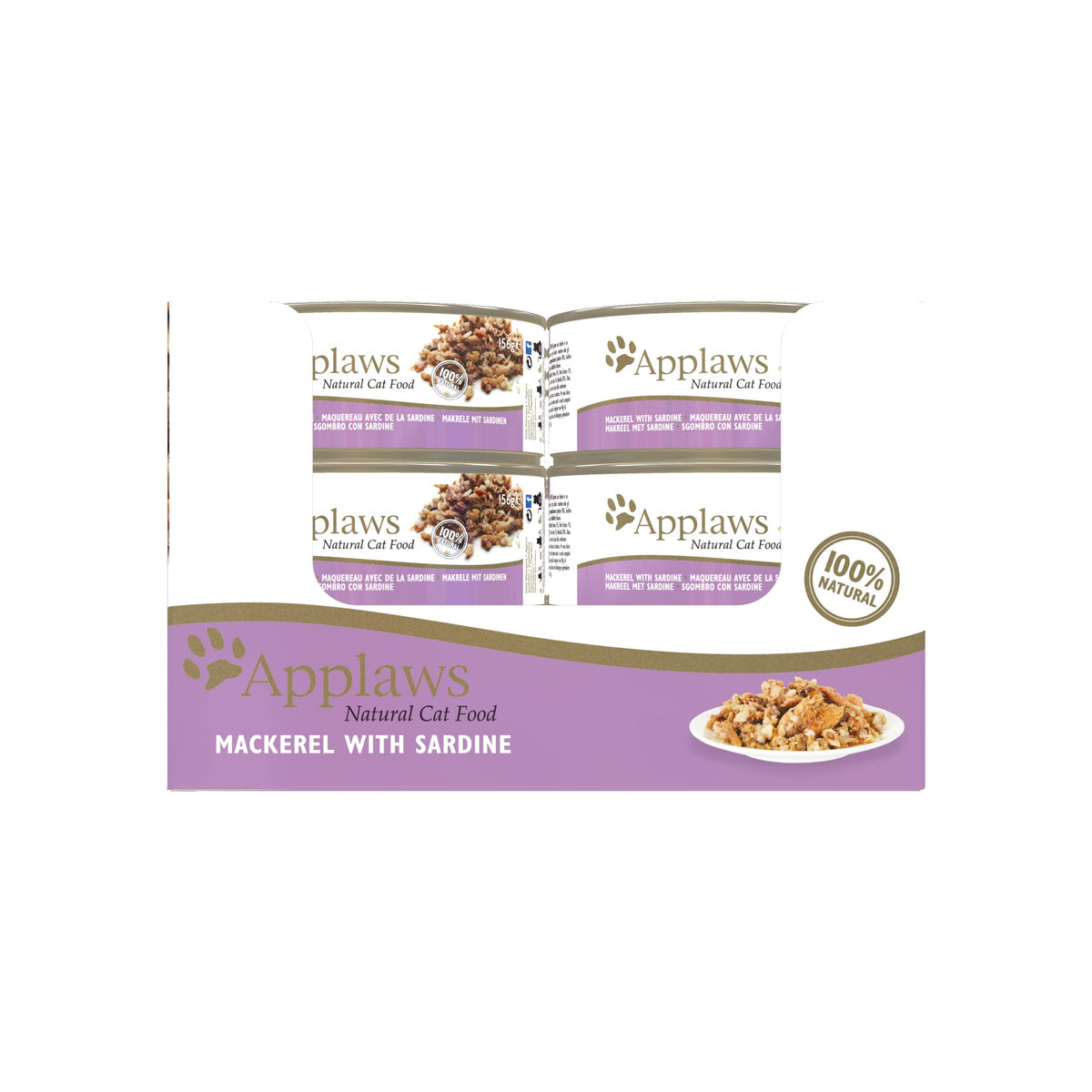 Applaws 100% Natural Wet Cat Food, Pouch Multipack Fish Selection in Broth, 70 g (24 x 70g) Pouches