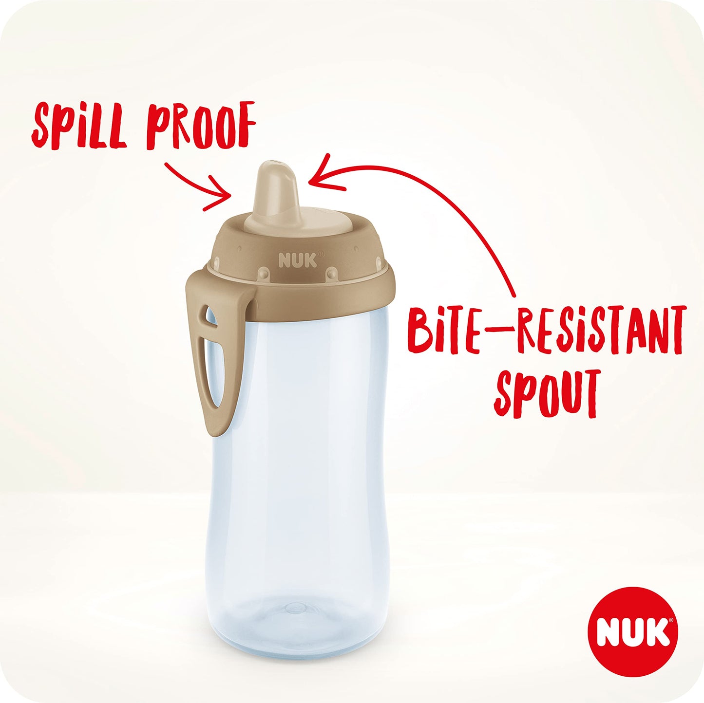 NUK Kiddy Cup Toddler Cup | 12+ Months | 300 ml | Leak-Proof Toughened Spout | Clip & Protective Cap | BPA-Free | Yellow
