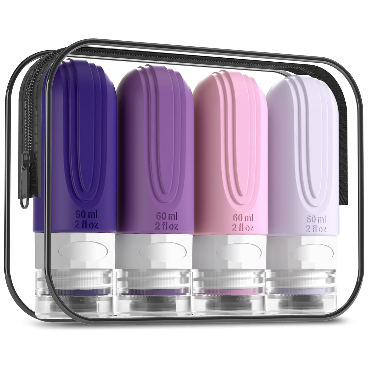 Mrsdry Travel Bottle for Toiletries, Leak Proof Silicone Travel Size 90ml Bottles Refillable Containers for Liquid Shampoo, BPA Free and TSA Approved Travel Accessories with Clear Bag (4 Pack)