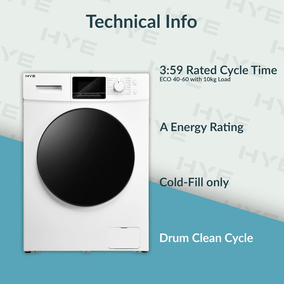 Washing Machine - 10KG Drum, 1400RPM, White