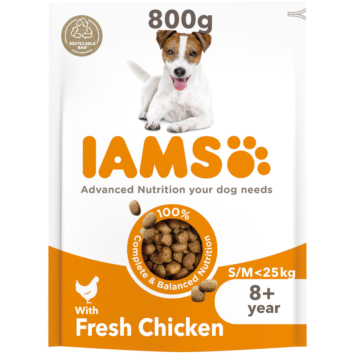 IAMS Senior Small Medium Complete Dry Dog Food Chicken 3kg - With DentalCare System
