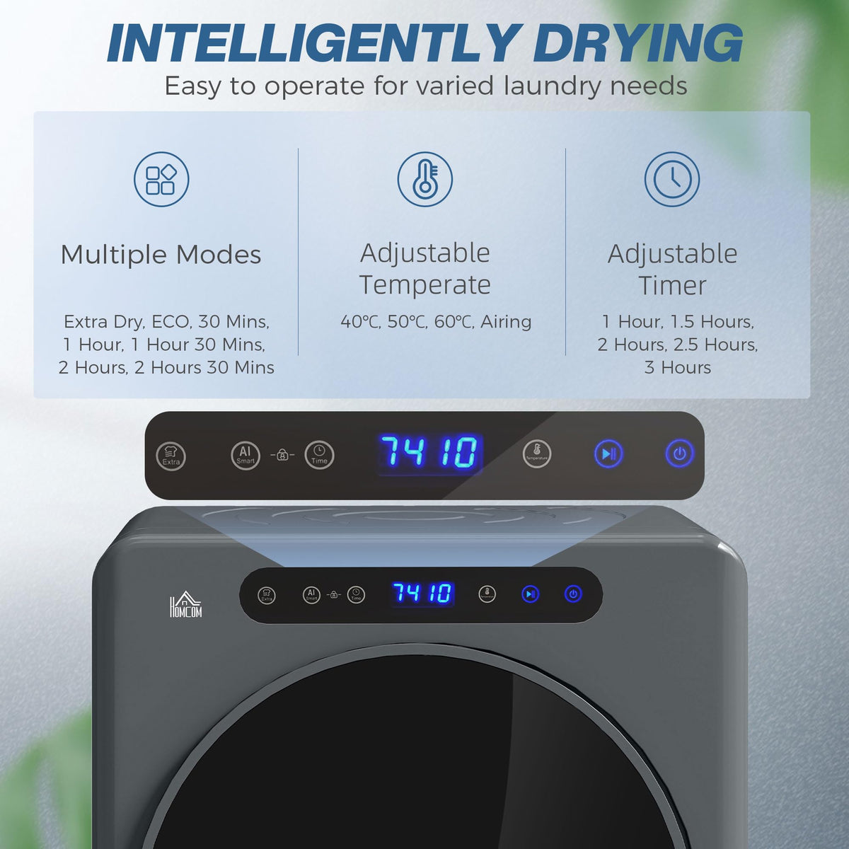 HOMCOM Vented Tumble Dryer 5kg Wet Laundry/3kg Dry Capacity 1000W Black