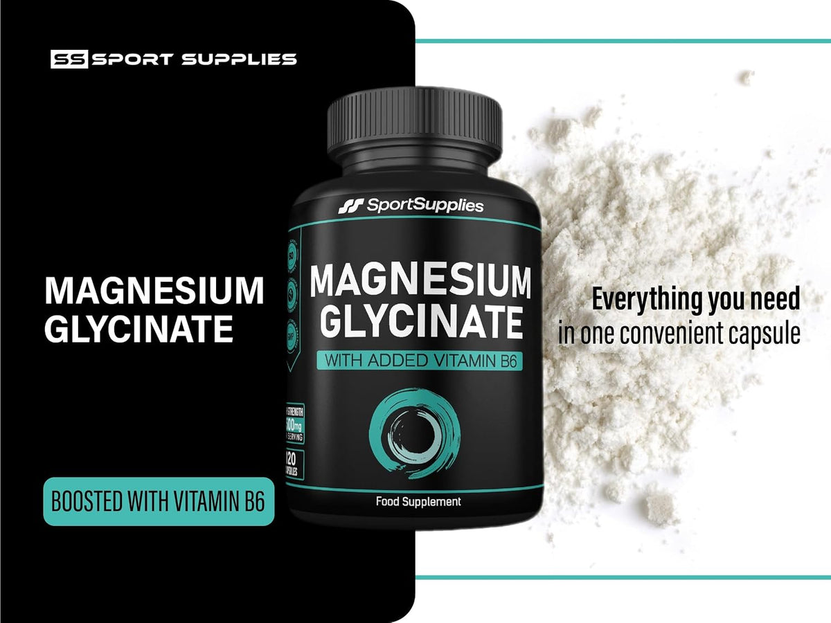 Magnesium Glycinate Supplements 1500mg & Vitamin B6-120 High Strength Capsules - 1500mg of Magnesium Providing 315mg Elemental Magnesium (Bisglycinate) - Pure Active Ingredient