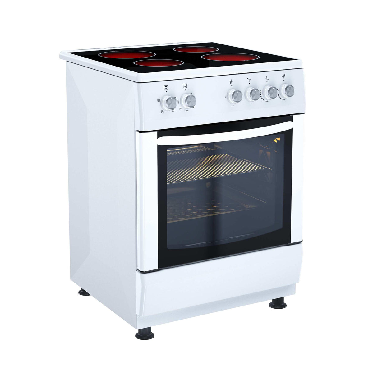 Haden Double Oven 50cm Electric Cooker 4 Zone Ceramic Hob White