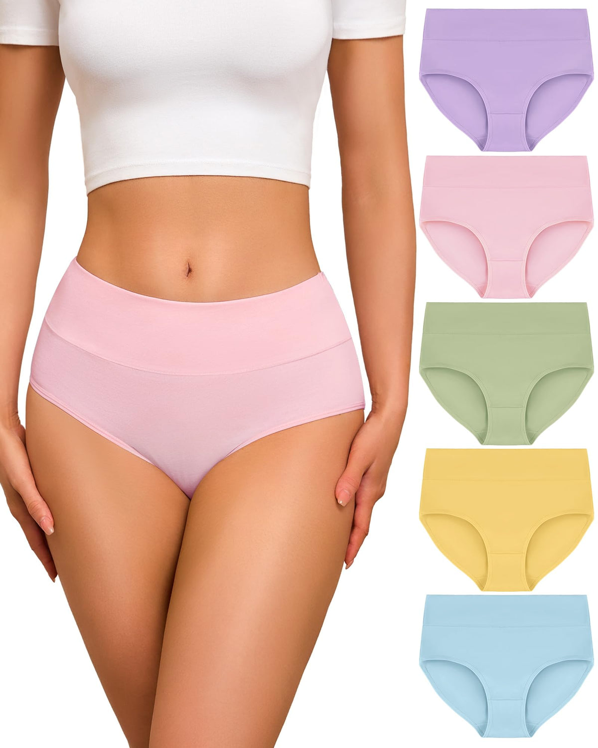 SIMIYA Cotton Underwear Women, High Waisted Knickers for Women Multipack