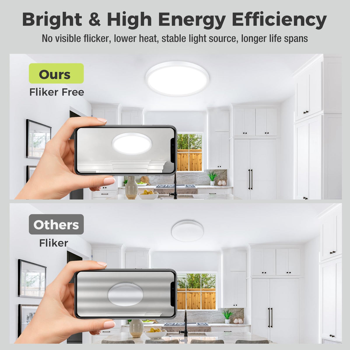 hepside Bathroom Light, 3000K/4000K/6500K 3 Color Temperature LED Ceiling Light, 15W 1500LM, Waterproof, Round, Small, Modern, Flush Ceiling Light for Bathroom, Kitchen, Bedroom, Black