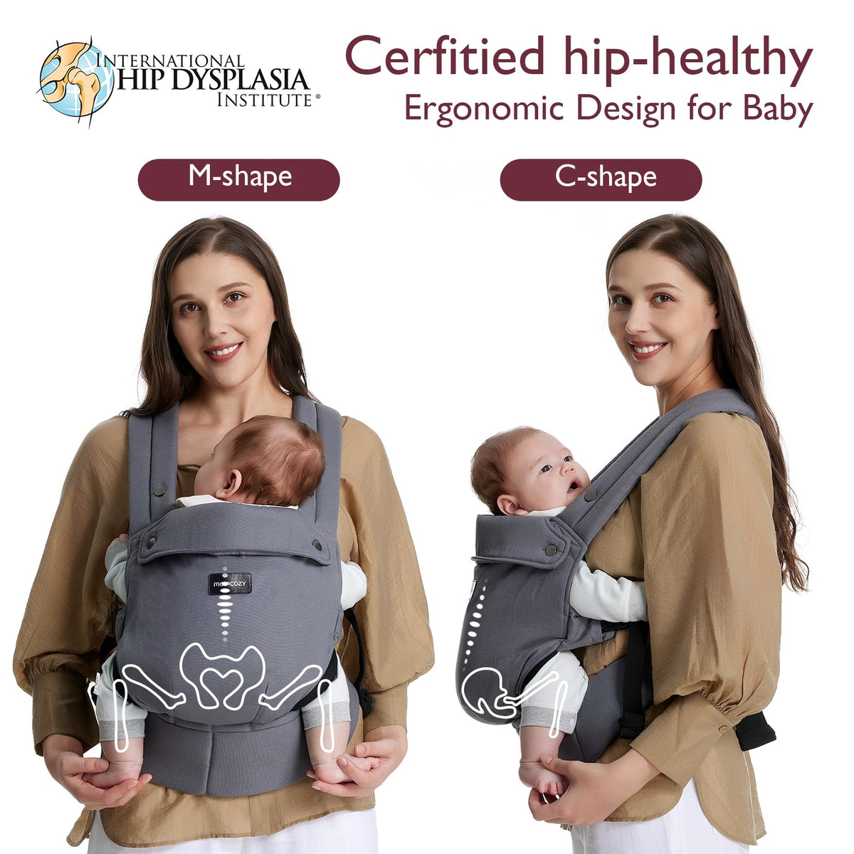 Momcozy Baby Carrier for 3-24M/3.2-20kg, Waist 64-127cm, Cotton Khaki