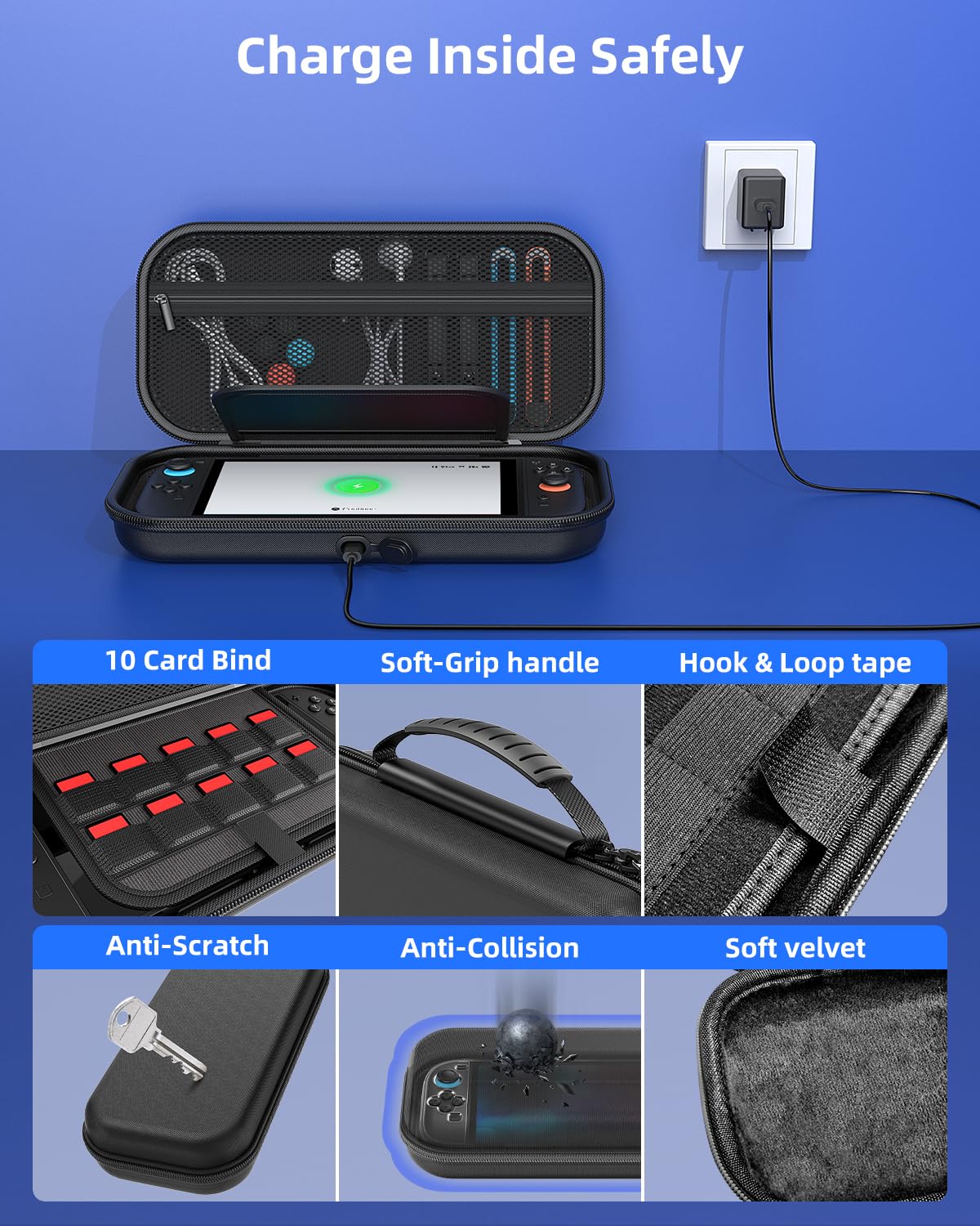 Case for Nintendo Switch 2, Travel Case with Charging Hole and 10 Game Card
