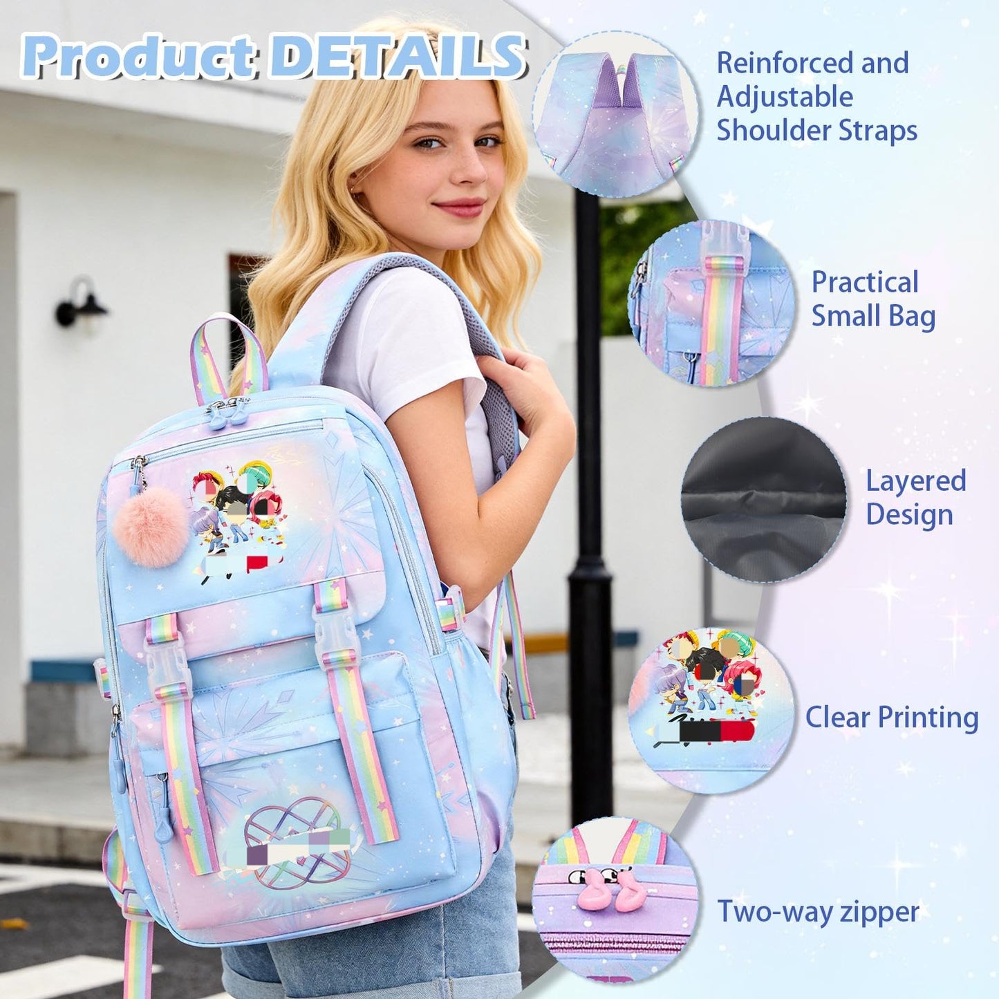 yumcute De-mn Backpack Kids, Teen Game School Bags, Children Primary Schoolbag, Children's School Backpack, 17 Inch Large Capacity Travel Rucksack Waterproof Boys Girls Book Bags for Aged 3-12 Years