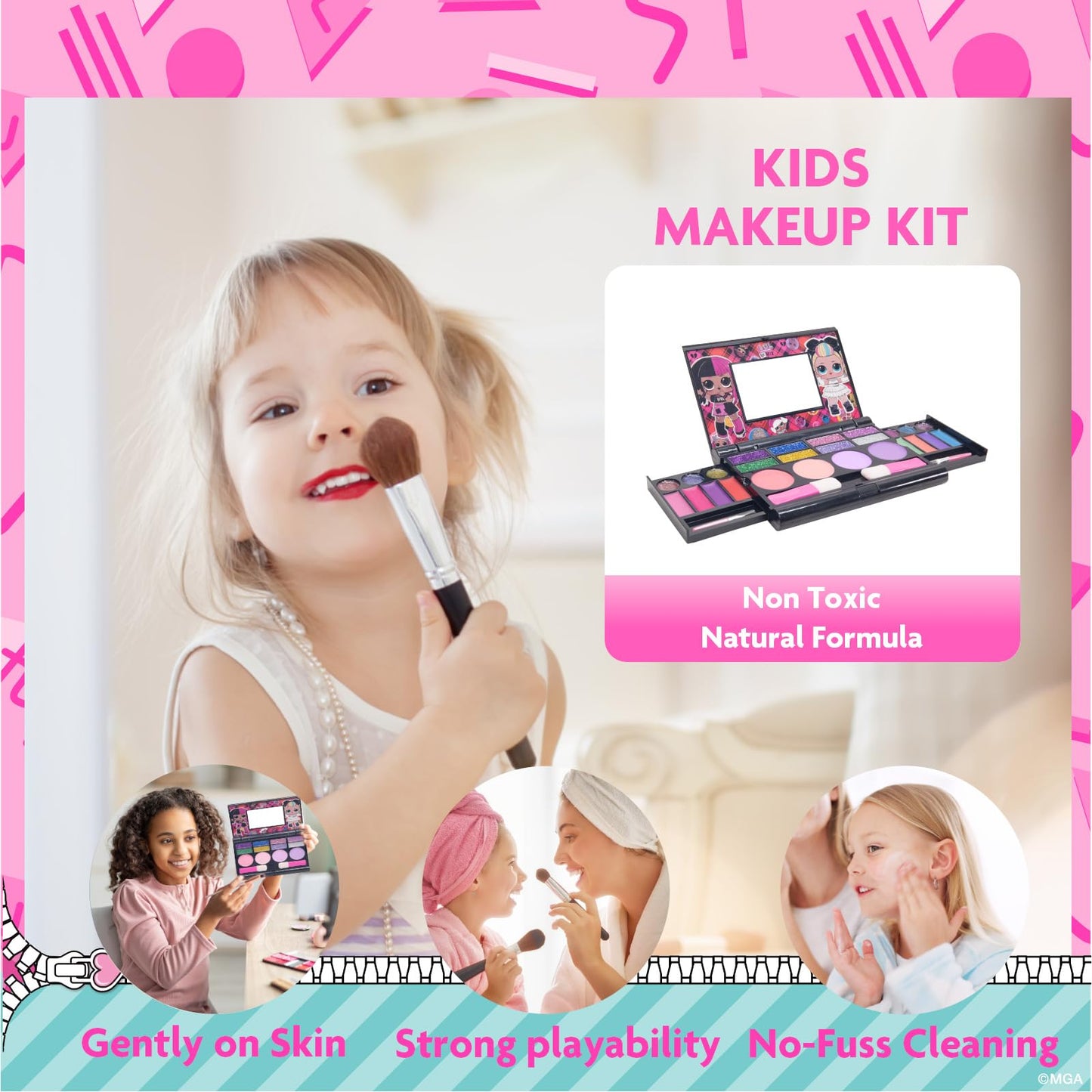 L.O.L Surprise! All-in-One Kids Cosmetic Compact Set Includes Washable Lip Gloss, Eye Shimmer, Cheek Shimmer, Brushes Colorful Portable Beauty Set for Girls, Kids, and Toddlers Ages 5+ by Townley Girl