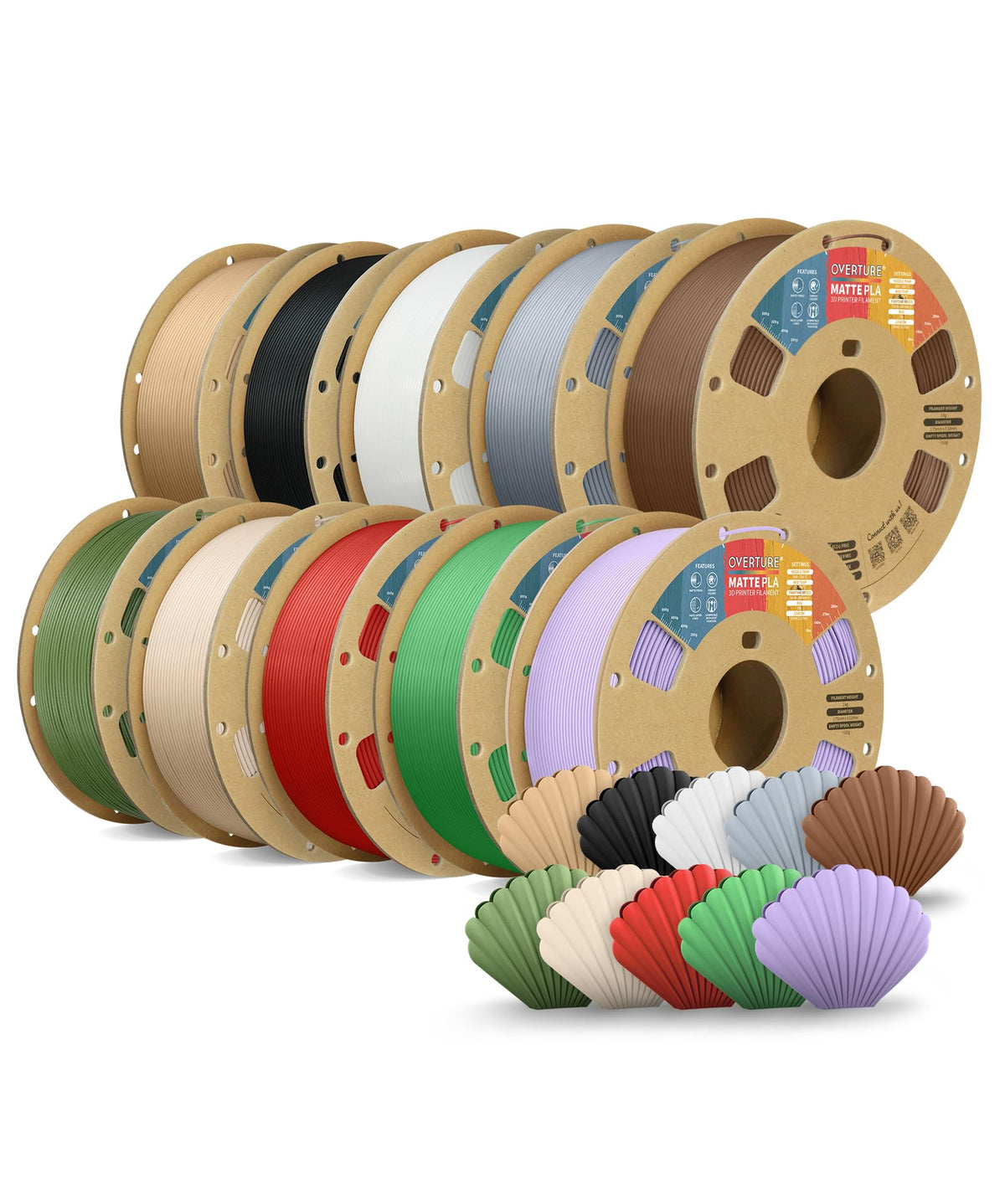 OVERTURE Matte PLA 3D Printer Filament 1.75mm, 1kg Light Brown