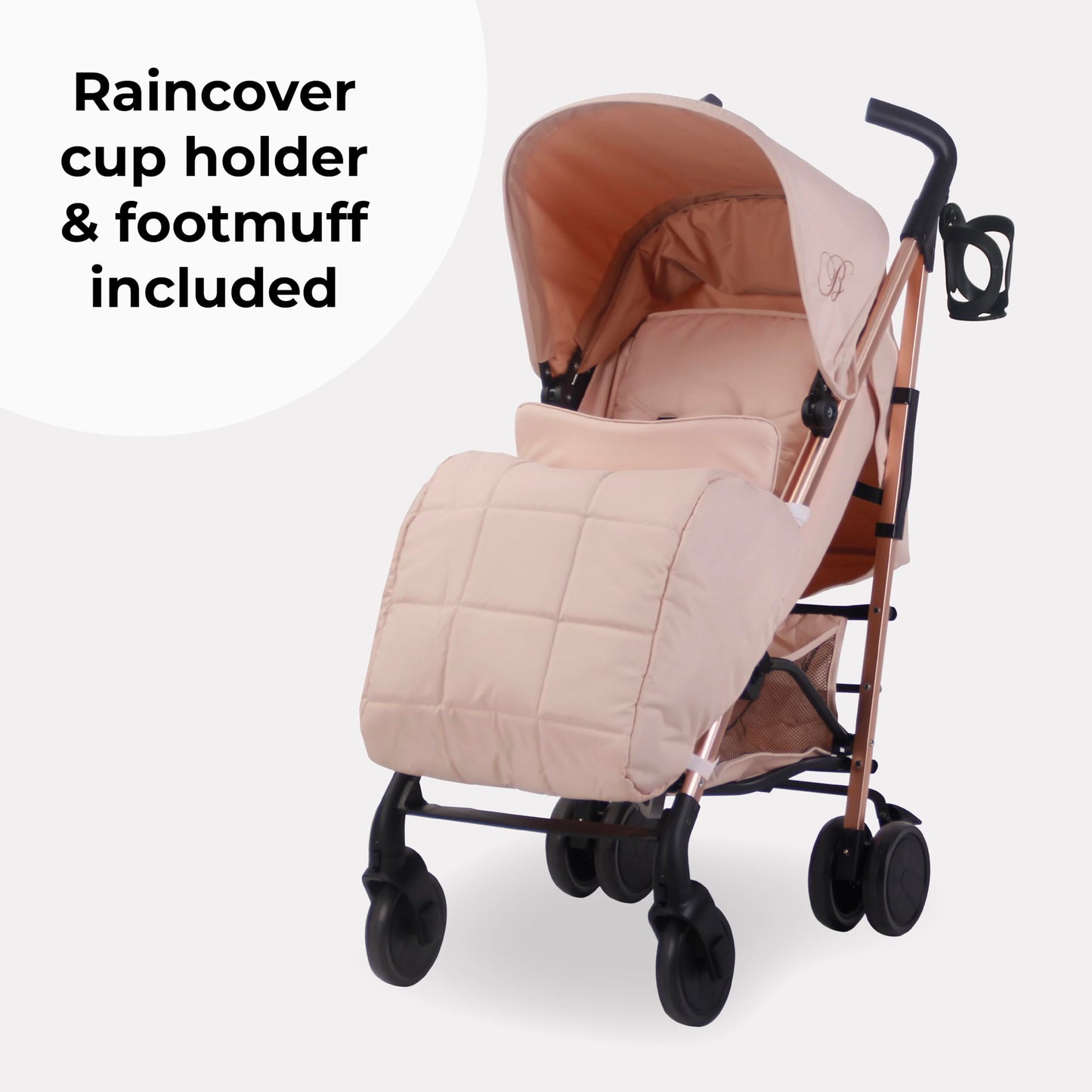 My Babiie MB51 Stroller – from Birth to 4 Years (22kg), Lightweight, Umbrella Fold, Travel Buggy for Toddlers, Pushchair Includes Footmuff, Cup Holder, Rain Cover - Blush Pink