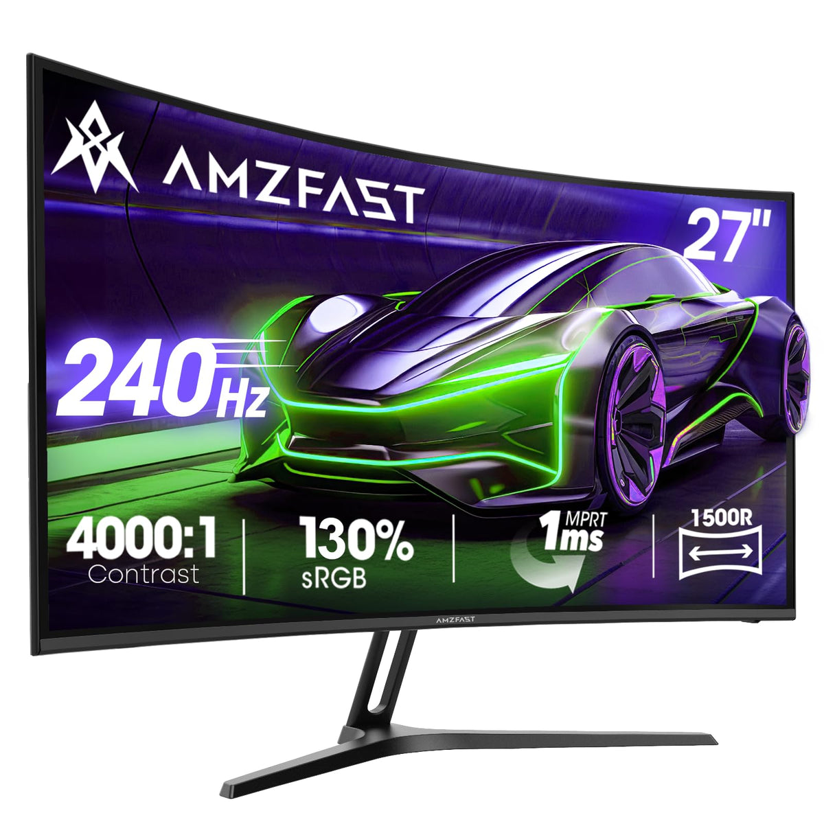 Amzfast 24 Inch 200Hz Gaming Monitor, FHD 1080P Fast IPS, 1ms MPRT, Adaptive Sync, AI-Crosshair, 110% sRGB, HDR, Low Blue Light, HDMI2.0&DP1.4, VESA75x75mm for PC Desktop Laptop PS5 Xbox, G24X1W
