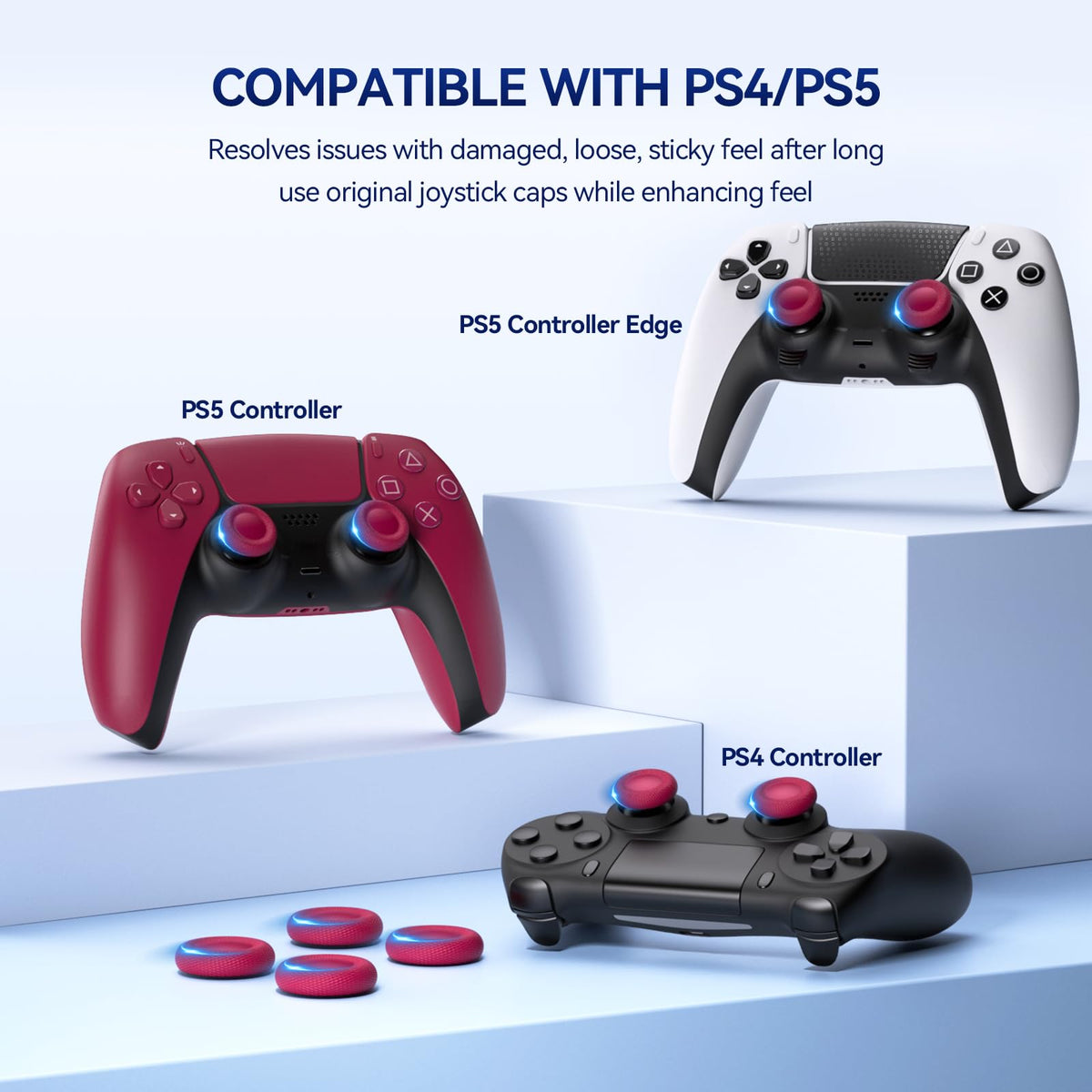 NEWDERY Joystick Replacement Grip Caps for PS5/PS4 Controller