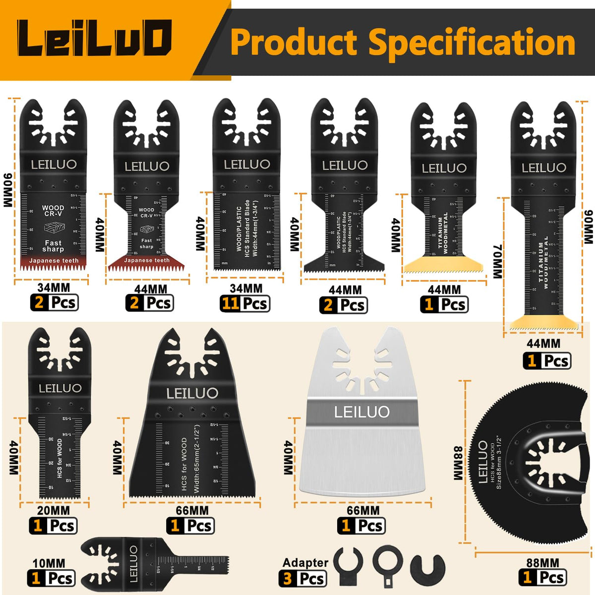 LEILUO 6Pcs Multitool Hook Blade, Multi Tool Hook Knife Blade Set
