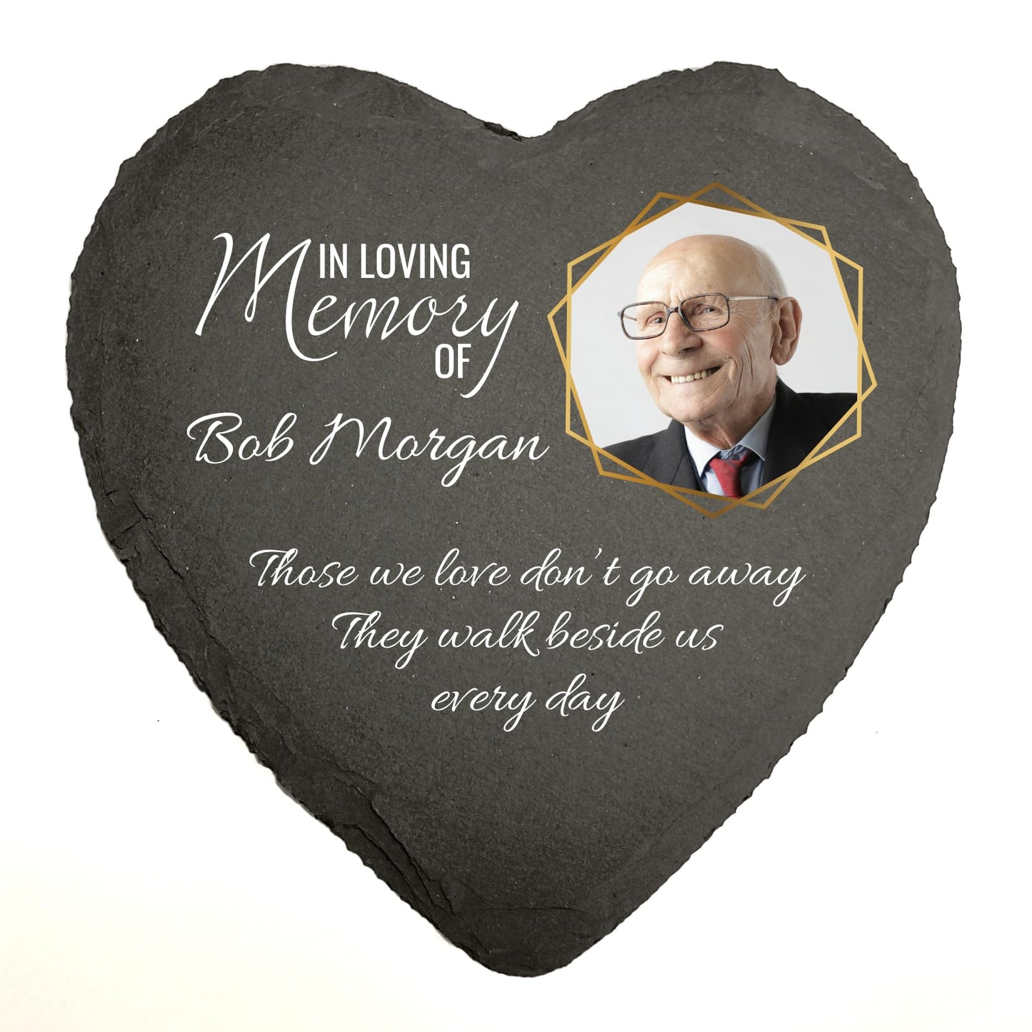 You Personalise Personalised UV Printed Photo Memorial Slate- Custom Message & Photo- Heart Slate, Optional Display Stand- Outdoor & Indoor Use- 100 x 100 mm