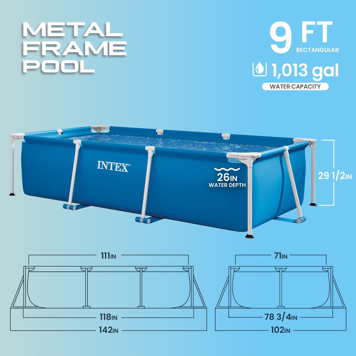 Intex 28270 Rectangular Pool, without Filter Pump, 220 x 150 x 60 cm, blue