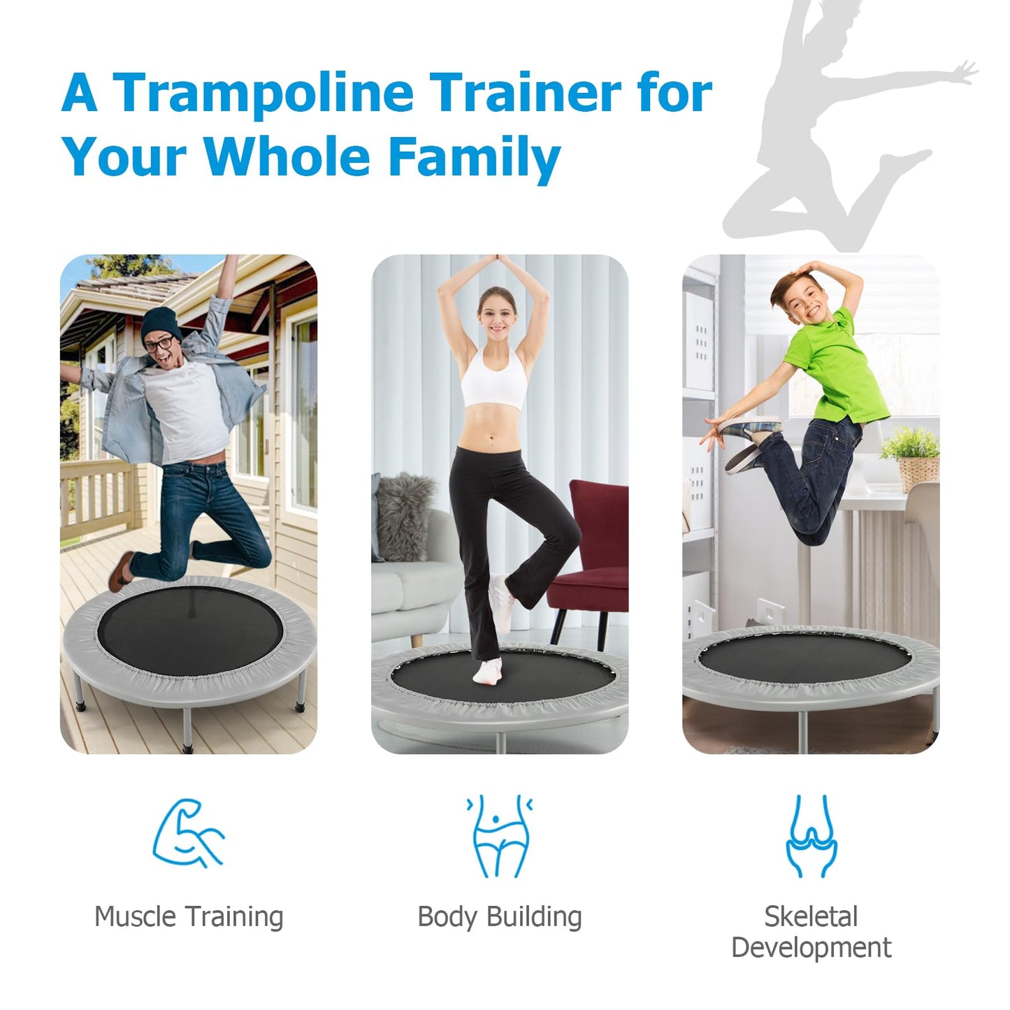 COSTWAY 38" Foldable Mini Fitness Trampoline with Carry Bag — Max 150 kg