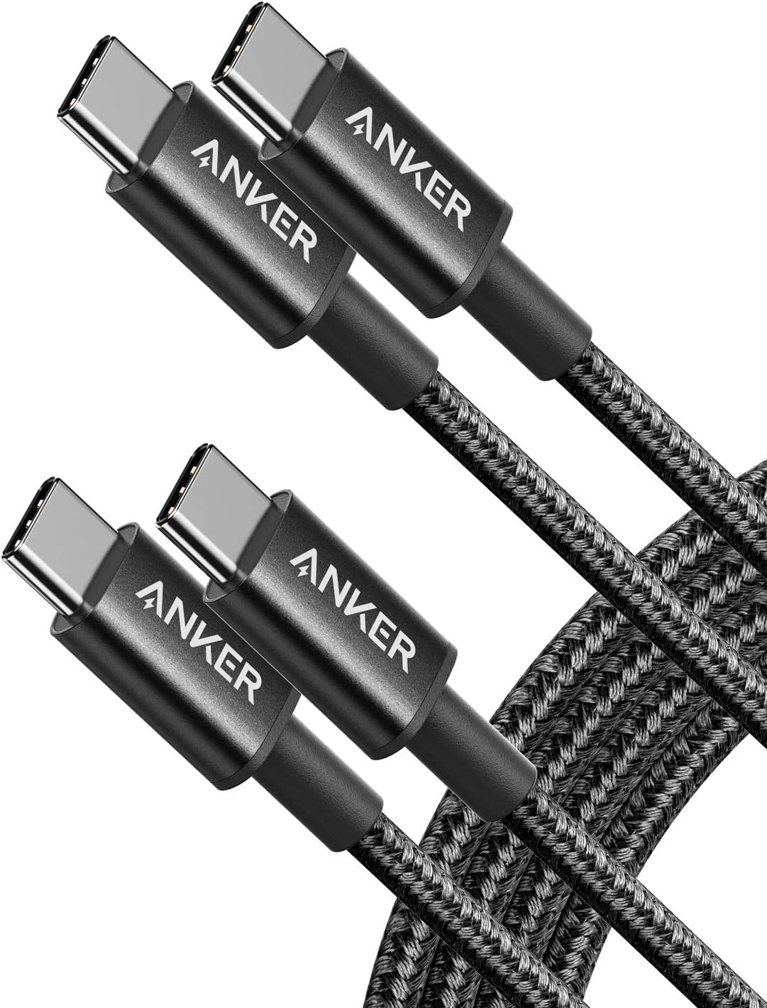 Anker USB C to USB C Charger Cable, 60W (3A) New Nylon (6 ft/1.8m, 2-Pack)