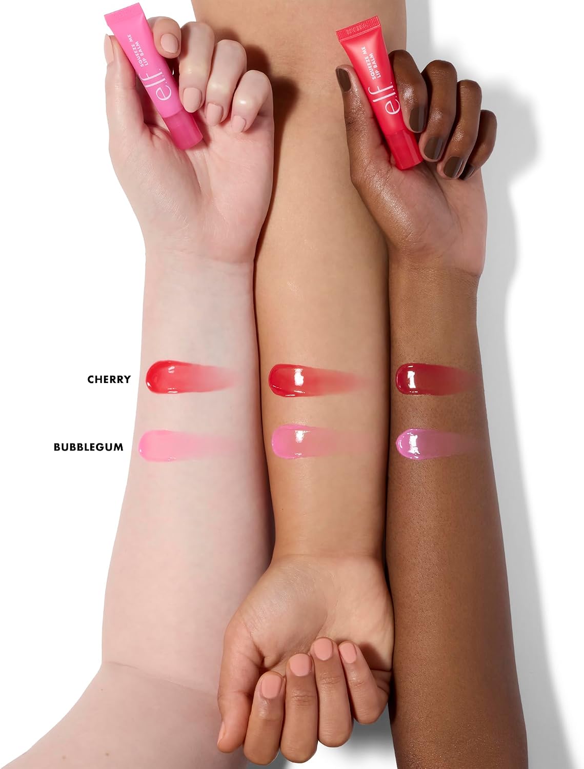 e.l.f. Squeeze Me Lip Balm Duo, Moisturizing Lip Balm for a Sheer Tint of Colour, Infused with Hyaluronic Acid, Vegan & Cruelty-Free, CHERRY/BUBBLEGUM