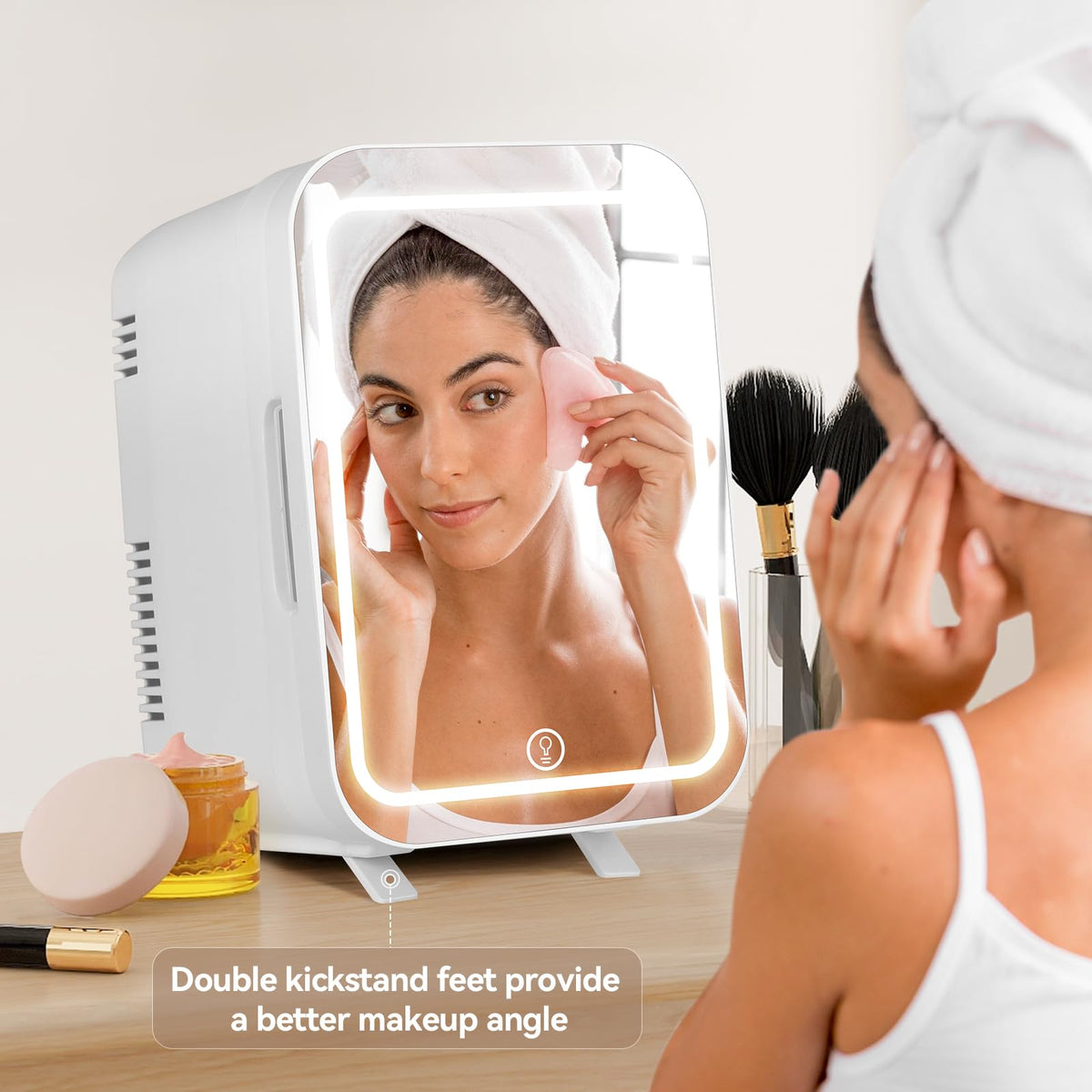 ARTETHYS Mini Fridge for Bedrooms, 8L Skincare Fridge with LED Mirror