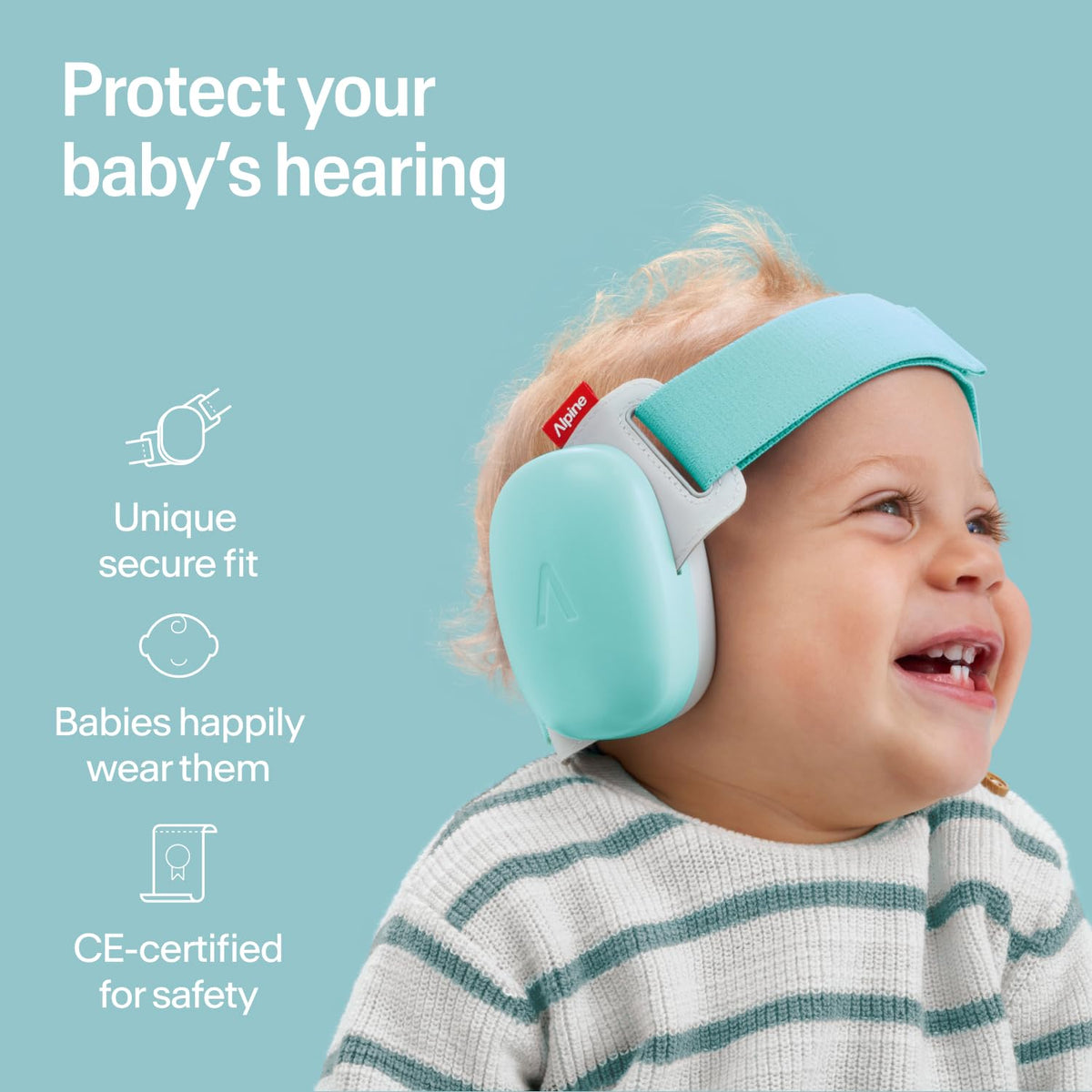 Alpine Muffy Baby Comfort Ear Defenders, Adjustable up to 48 months, Green