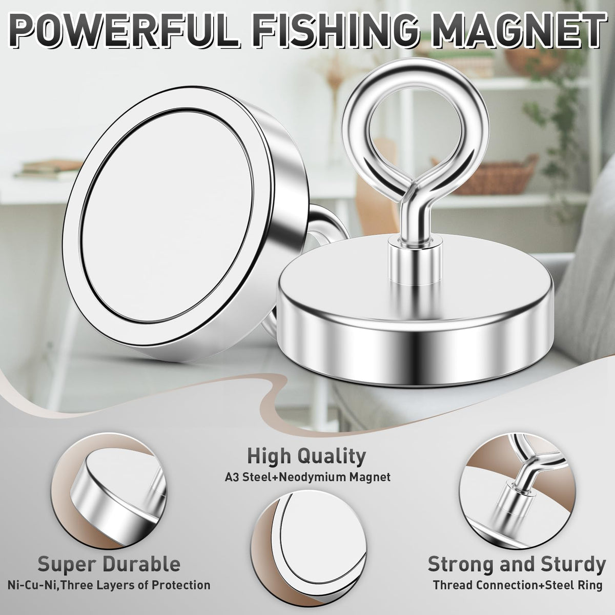 FINDMAG 82kg Pulling Strong Fishing Magnet for Retrieving in River (D45)