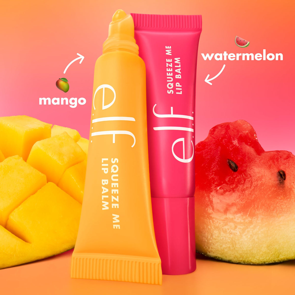 e.l.f. Squeeze Me Lip Balm Duo, Moisturizing Lip Balm for a Sheer Tint of Colour, Infused with Hyaluronic Acid, Vegan & Cruelty-Free, CHERRY/BUBBLEGUM