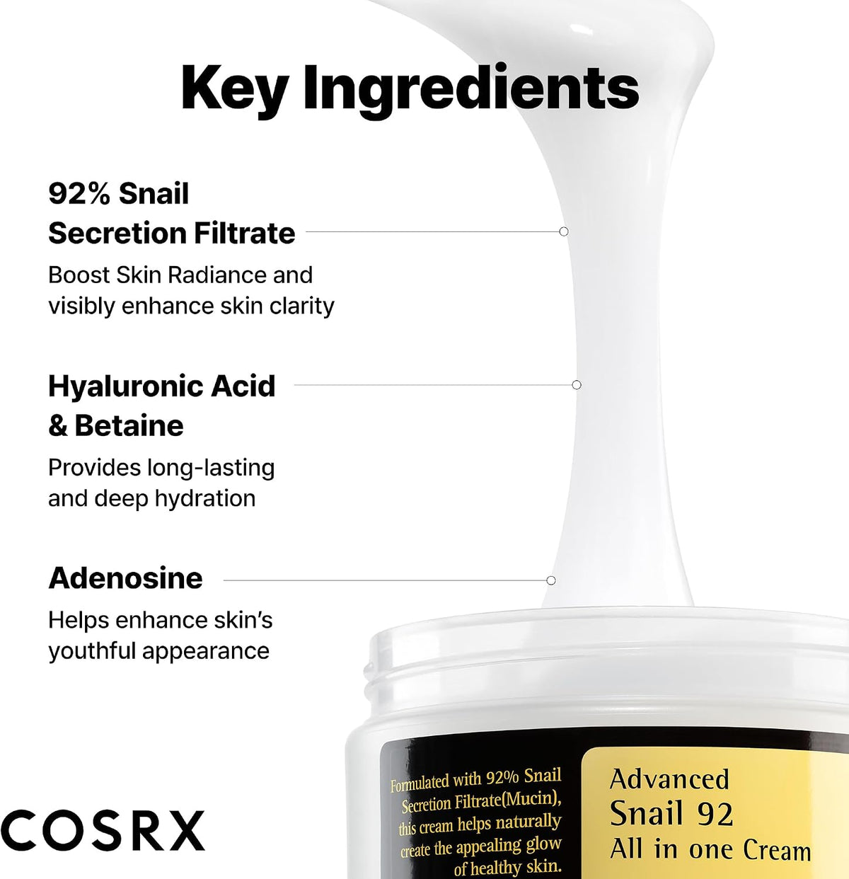 COSRX Advanced Snail 92 All in One Cream 100g, Facial Gel Moisturiser
