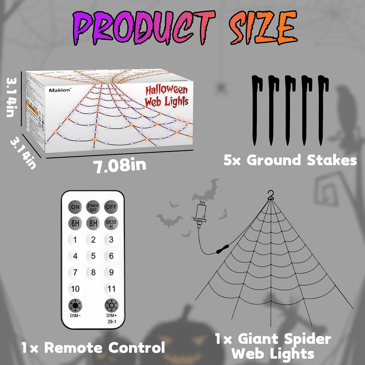 Halloween Decorations Outdoor Spider Web Lights with Giant Cobwebs