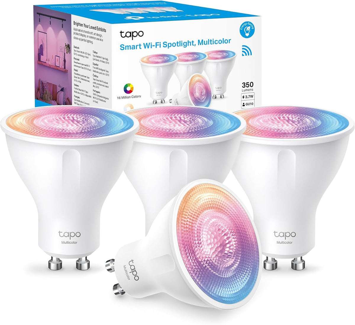 Tapo L630(4-Pack) GU10 Smart Bulb Multicolour Dimmable LED Light Bulb