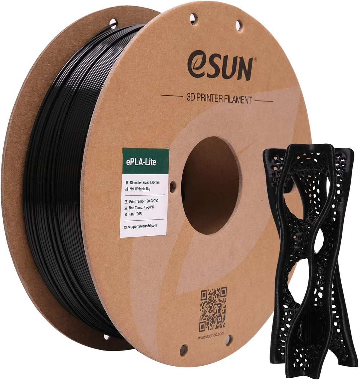 eSUN PLA Filament 1.75mm 1KG(2.2LBS), 3D Printer Filament PLA, Black