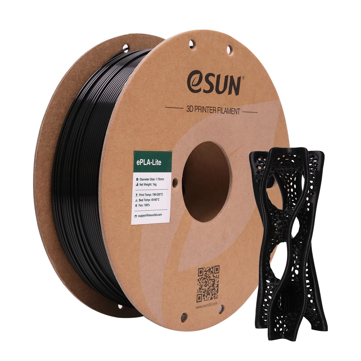 eSUN PLA Filament 1.75mm 1KG(2.2LBS), 3D Printer Filament PLA, Black